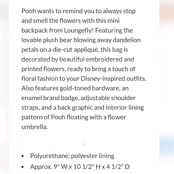 NWT Loungefly Winnie the Pooh embroidered floral backpack and cardholder - Picture 8 of 16